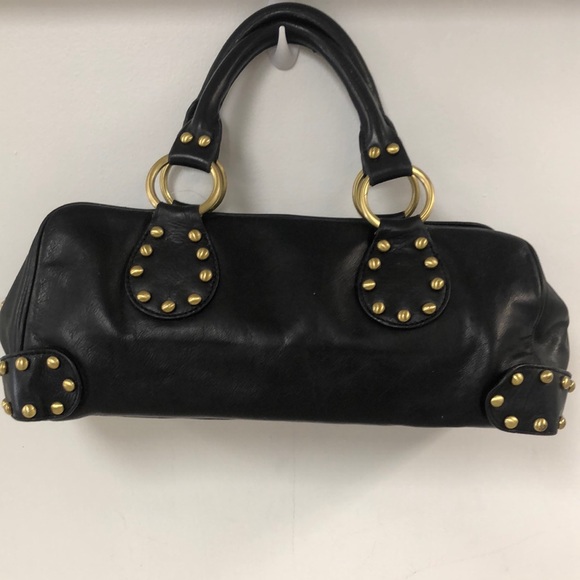 Authentic VTG Kooba Black Leather Studded Handbag - Picture 1 of 11